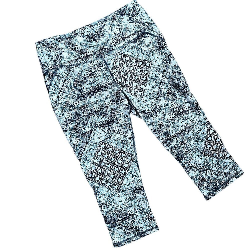 Gaiam white green black design 3/4 cropped athleisure workout leggings size XL
